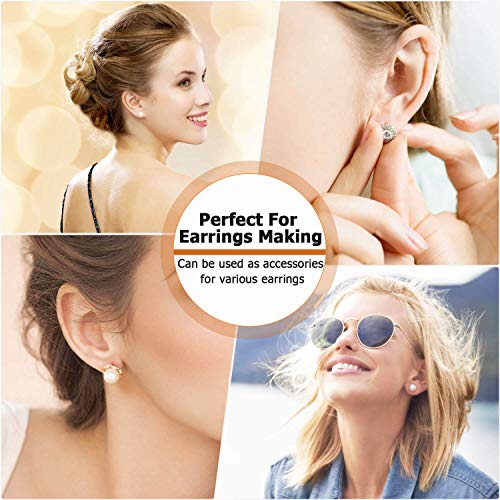 Caffox Hypoallergenic Earring Posts and Backs, Caffox 2000pcs Stud Earrings Making Kit with Ear Ring Base and Earring Backs for Leather Stud, Clay, Pearl Jewelry Making (Gold & Silver) - Image 2