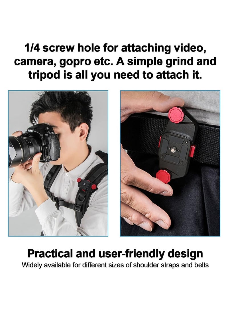 KASTWAVE Camera Clip for Backpack Strap, Quick Release System Holder Clip Camera Strap Mount, 1/4'' Thread Plate Camera Mount Adapter for Sony DSLR Camera - Image 3
