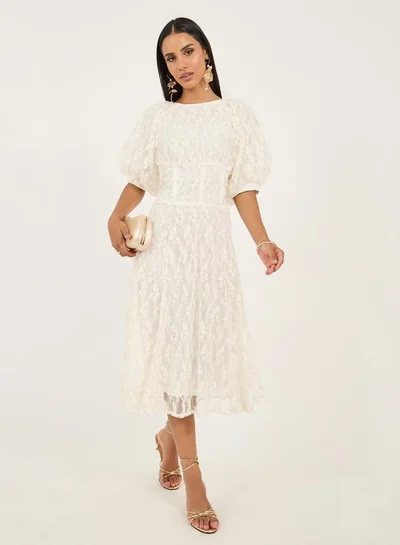 Styli Lace Puff Sleeve Dress