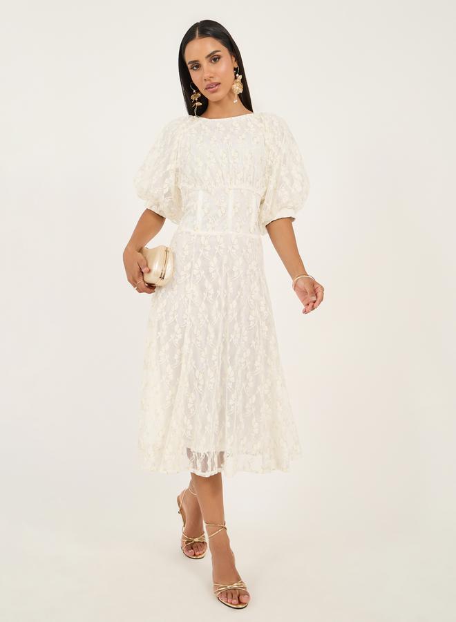 Styli Lace Puff Sleeve Dress - Image 1