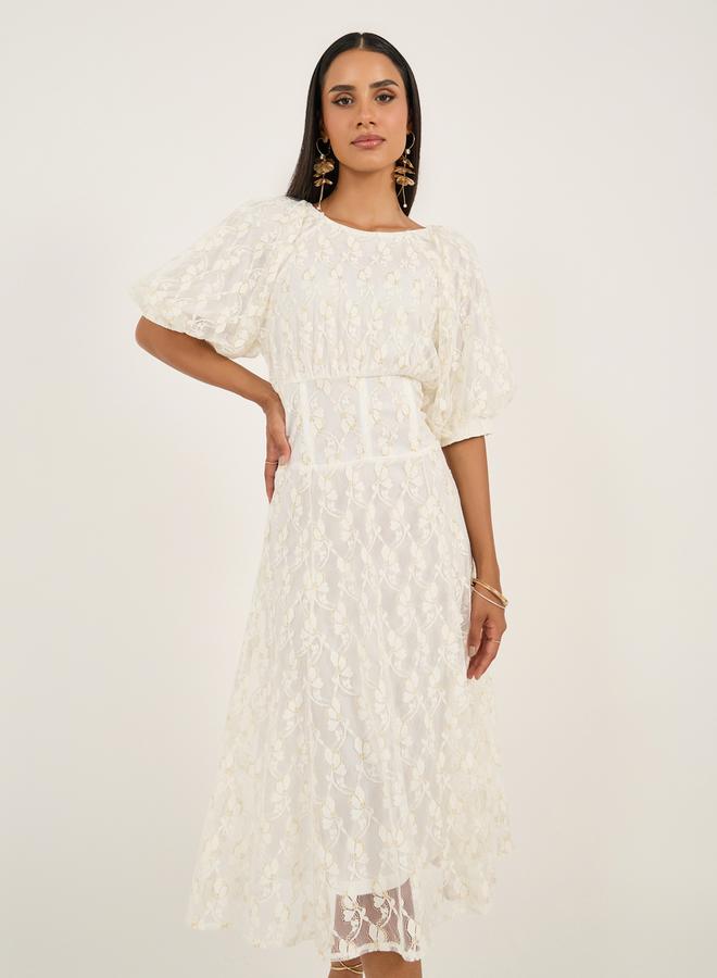Styli Lace Puff Sleeve Dress - Image 3