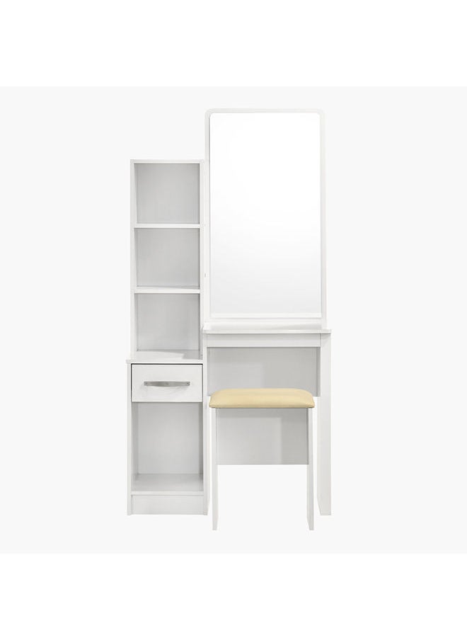 Home Box - Kulltorp 2-Piece Plus Dresser | Dressing Table | Vanity Table | Makeup Table With Mirror And Stool Set White 79.5 x 163 x 39.5 cm - Image 1