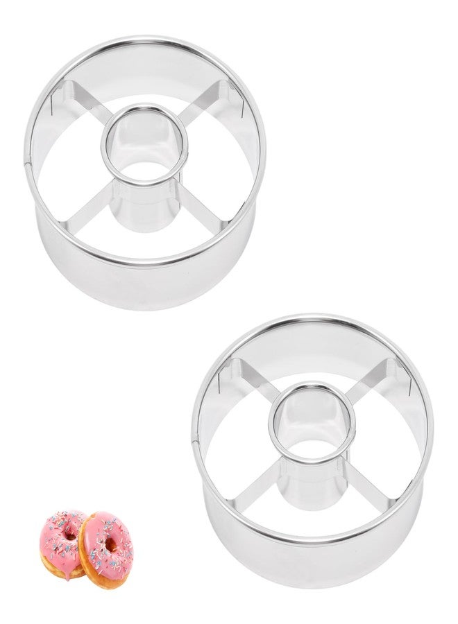 Pocoxll 2 Pcs Stainless Steel Donut Cutter, 3.86 Inch Doughnut Cutters with Center, Baking Tools for Mousse, Bagels, Cookie and Biscuits (Silver) - Image 1