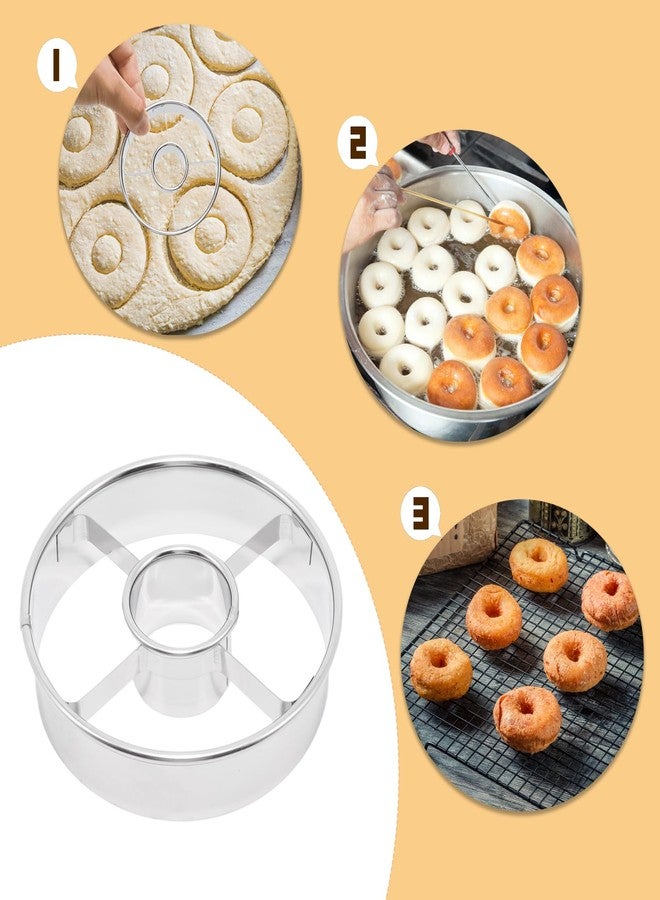 Pocoxll 2 Pcs Stainless Steel Donut Cutter, 3.86 Inch Doughnut Cutters with Center, Baking Tools for Mousse, Bagels, Cookie and Biscuits (Silver) - Image 3
