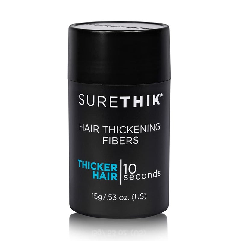 SURETHIK Hair Fibers, 15g (Black), Fills Thinning Hair for Visibly Fuller Look, Conceals Bald Spots, Natural Look, For Men & Women - Image 1