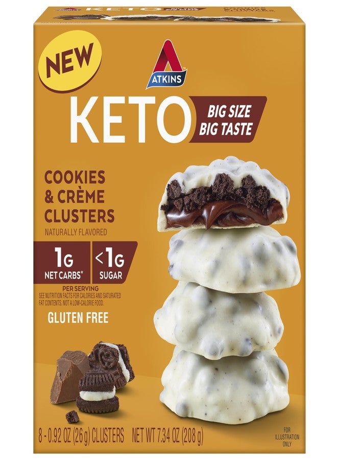 Atkins Keto Cookies & Crème Clusters, Gluten Free, High Fiber, Low Carb, Keto Friendly, 8 Count - Image 1