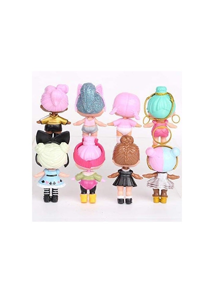 BLOOMING TIME 8-Piece Lol Sparkly Baby Highly Detailed Pvc Doll Set For Kids, Multicolour 21.6x15.5x6.3cm - Image 2