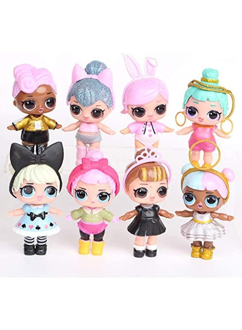BLOOMING TIME 8-Piece Lol Sparkly Baby Highly Detailed Pvc Doll Set For Kids, Multicolour 21.6x15.5x6.3cm - Image 1