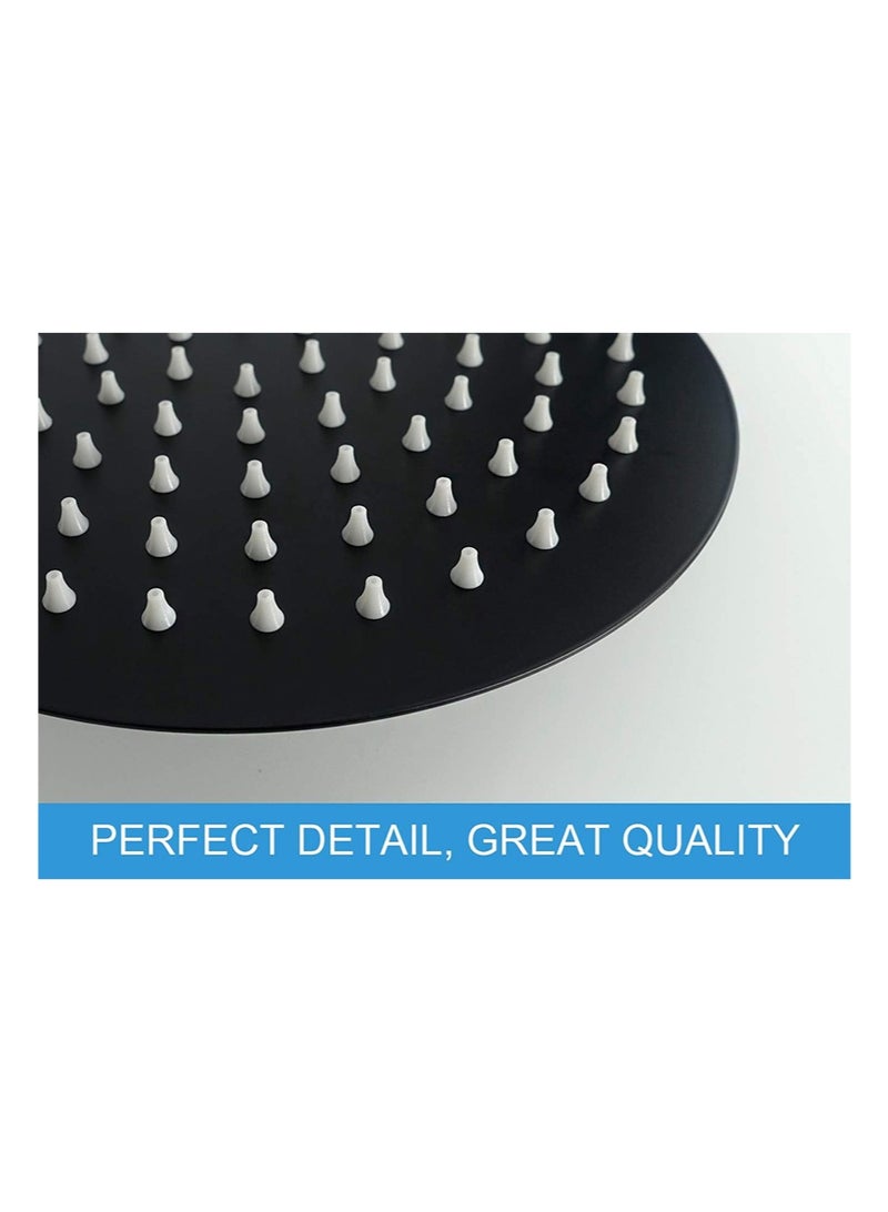 هالونهي رأس دش دائري مقاس 8 بوصات، رأس دش مطري، رأس دش رفيع للغاية عالي الضغط مصنوع بالكامل من الفولاذ المقاوم للصدأ، مثبت على الحائط أو السقف (أسود) - Image 4