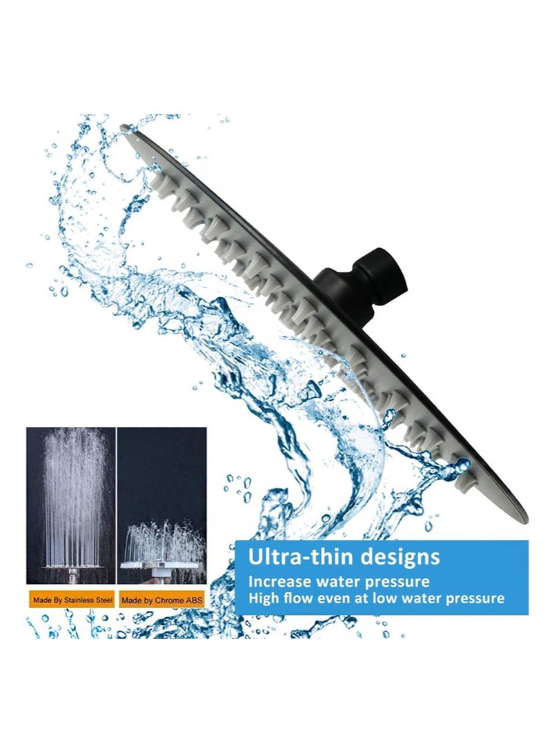 هالونهي رأس دش دائري مقاس 8 بوصات، رأس دش مطري، رأس دش رفيع للغاية عالي الضغط مصنوع بالكامل من الفولاذ المقاوم للصدأ، مثبت على الحائط أو السقف (أسود) - Image 5