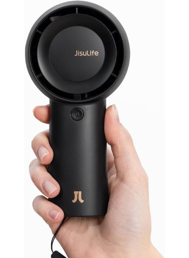 JISULIFE Handheld Fan Life5 Plus[18H Extended Battery Life] Mini Portable Hand, 6000mAh USB Rechargeable Personal, Battery Operated Small Pocket Fan with 5 Speeds for Travel/Outdoor/Home/Office - Black - Image 1