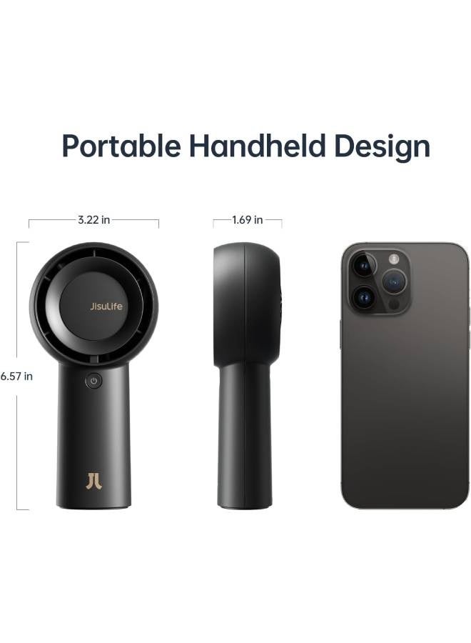 JISULIFE Handheld Fan Life5 Plus[18H Extended Battery Life] Mini Portable Hand, 6000mAh USB Rechargeable Personal, Battery Operated Small Pocket Fan with 5 Speeds for Travel/Outdoor/Home/Office - Black - Image 2