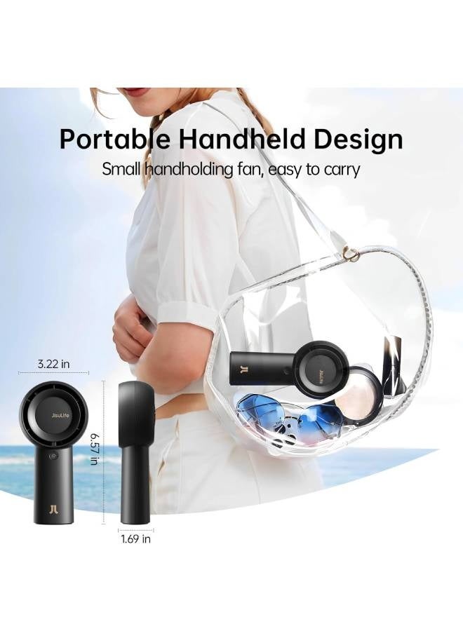 JISULIFE Handheld Fan Life5 Plus[18H Extended Battery Life] Mini Portable Hand, 6000mAh USB Rechargeable Personal, Battery Operated Small Pocket Fan with 5 Speeds for Travel/Outdoor/Home/Office - Black - Image 3