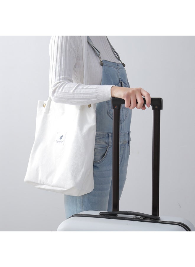 2025 Corduroy Shoulder Bag Women's South Korea Student Canvas Bag Large Capacity Artistic Simple All-match Shopping Bag-Color:Bean Green Smiling Face - Image 5