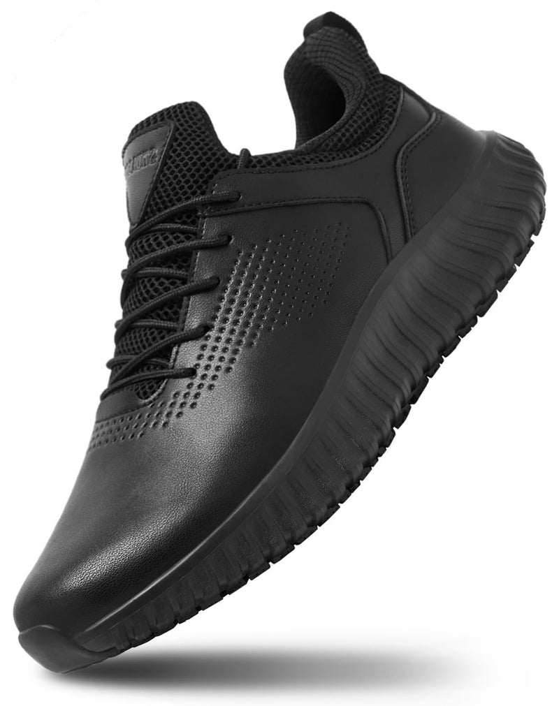 SHULOOK Men's Non Slip Work Shoes Slip On Sneakers Waterproof Food Service Kitchen Chef Restaurant Slip Resistant Walking Shoes Lightweight Comfortable Working Footwear Black Size 12 - Image 1