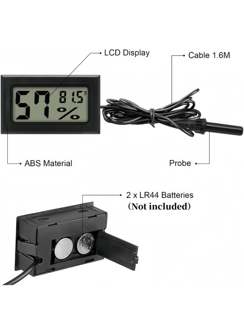 4Pcs Mini Digital Thermometer, Humidity Meter, Hygrometer with Probe: Electronic Temperature and Humidity Monitor for Reptile Incubator, Brooders, Garden, Greenhouse, Fridge, and Experimental Use - Image 5