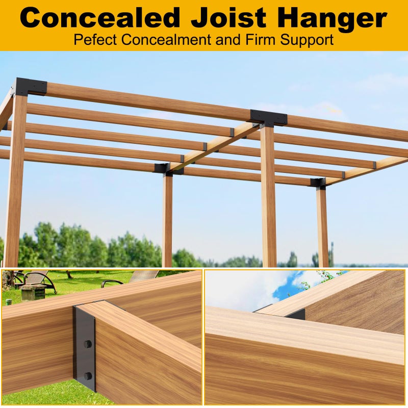 Fmhotu Concealed Joist Hanger (16 Pack),2""X4"" Outdoor Concealed-Flange Joist Bracket With Screws, Q235B Steel Powder Coated Concealed Mount Light Joist Hangers For 2""X4"" Beam, Swing, Handrail, Fence - Image 4