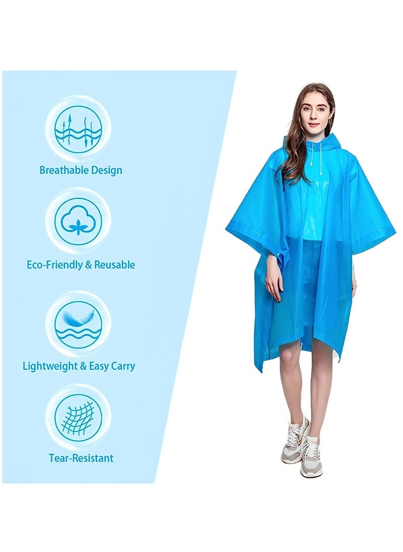 SYOSI - Portable EVA Raincoats for Adults, Reusable Rain Ponchos with Hoods and Sleeves Lightweight Raincoats for Lightweight for Adults, Emergency, Camping - Image 1
