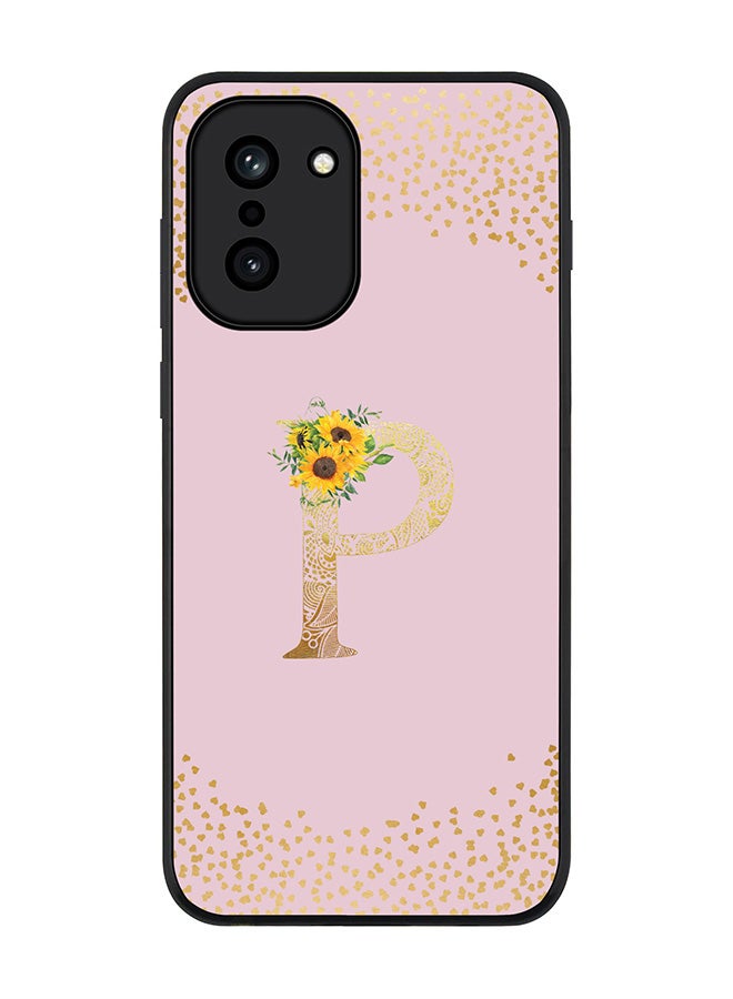 For OnePlus 15R Case,Slim fit Camera Protection, Shockproof Thin Phone cover  - Custom Floral Monogram - P  (Pink )