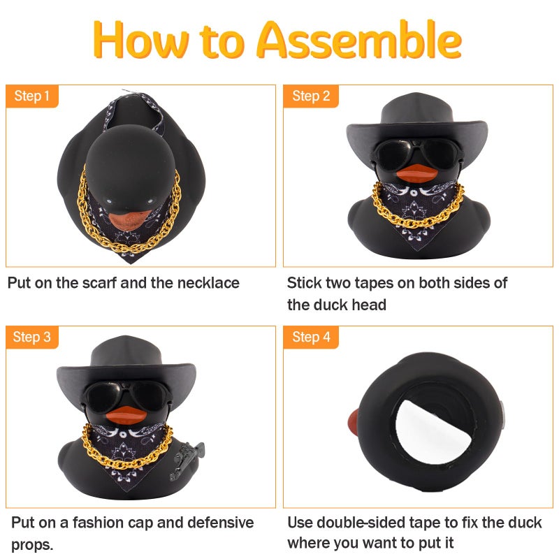 wonuu Black Rubber Duck Car Ornaments Dashboard Decorations for Car Accessories, AK47 - Image 2