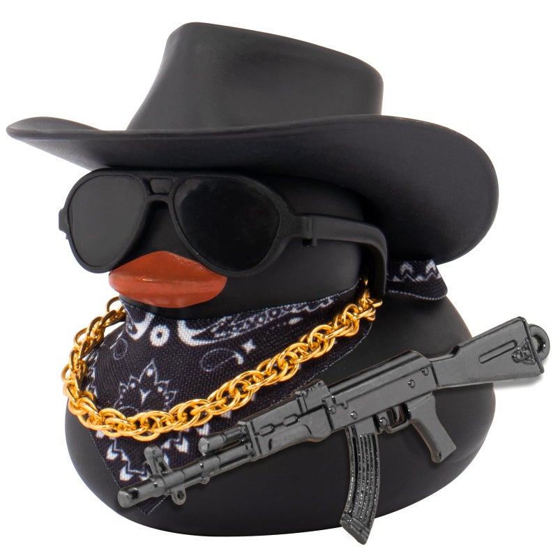 wonuu Black Rubber Duck Car Ornaments Dashboard Decorations for Car Accessories, AK47 - Image 1