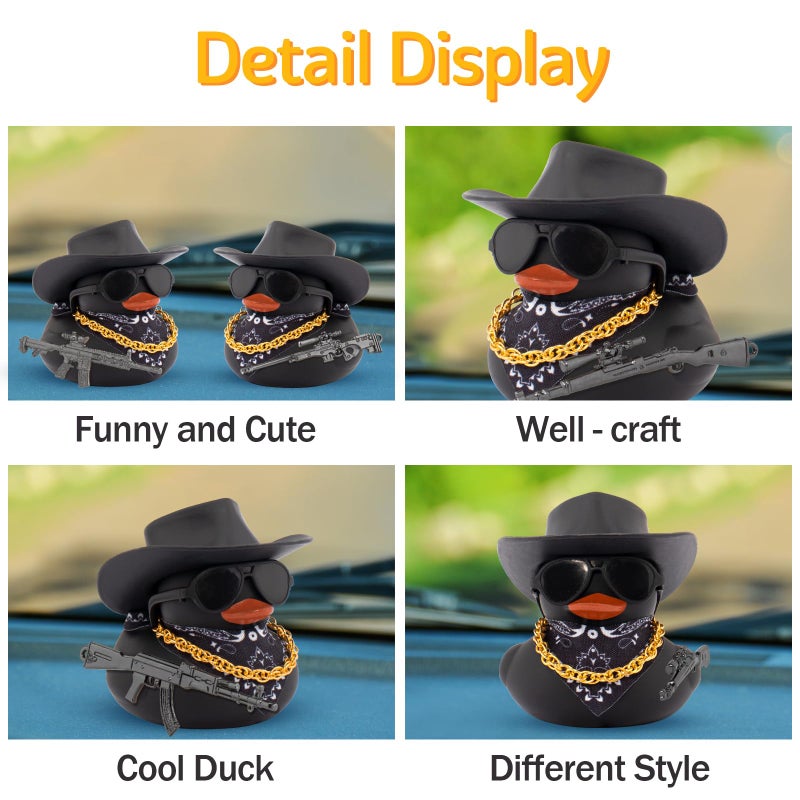 wonuu Black Rubber Duck Car Ornaments Dashboard Decorations for Car Accessories, AK47 - Image 4