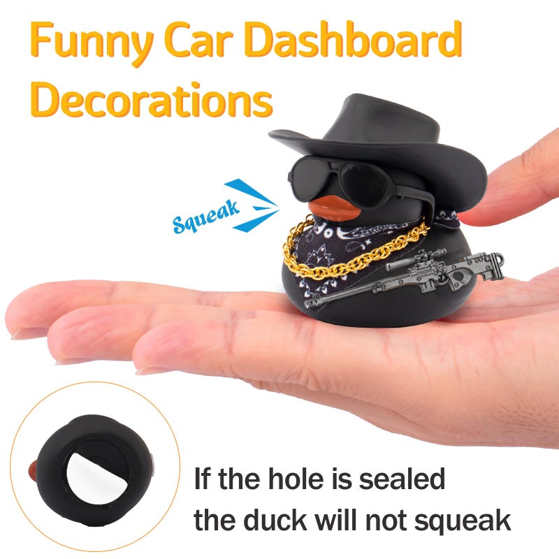 wonuu Black Rubber Duck Car Ornaments Dashboard Decorations for Car Accessories, AK47 - Image 5