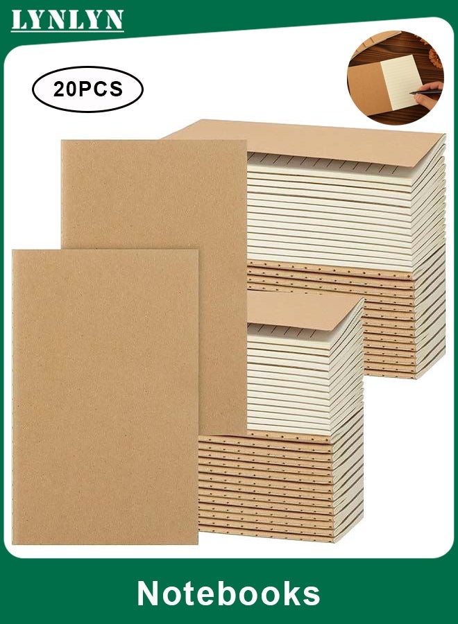 LYNLYN 20 Pack Kraft Softcover Notebooks, Small Journals for Writing, Sketching, Travel, School, and Office Use - Image 1