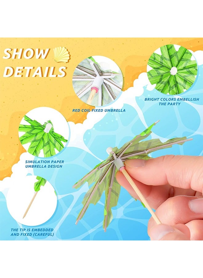 Organizer - 50PCS Cocktail Drink Umbrella Picks,Green Tropical Coconut Palm Tree Handmade Bamboo Cocktail Toothpicks Paper Umbrellas for Tropical Luau Hawaii Party - Image 1