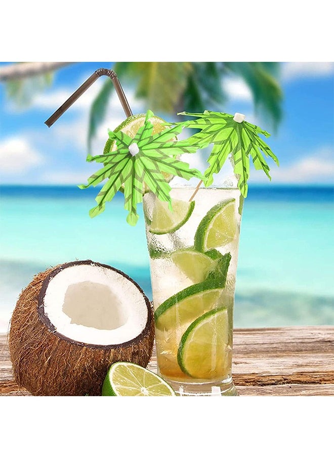 Organizer - 50PCS Cocktail Drink Umbrella Picks,Green Tropical Coconut Palm Tree Handmade Bamboo Cocktail Toothpicks Paper Umbrellas for Tropical Luau Hawaii Party - Image 1
