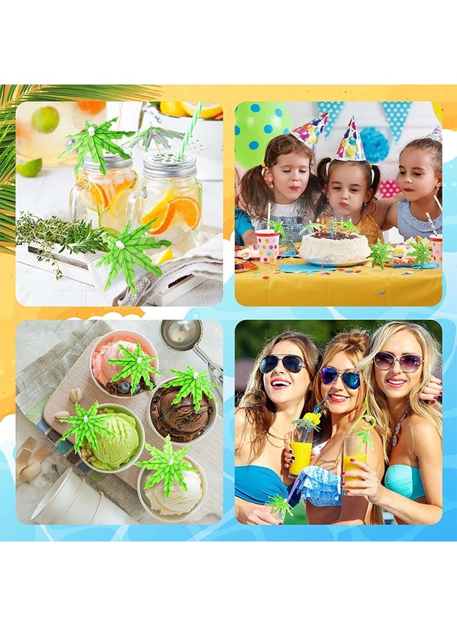 Organizer - 50PCS Cocktail Drink Umbrella Picks,Green Tropical Coconut Palm Tree Handmade Bamboo Cocktail Toothpicks Paper Umbrellas for Tropical Luau Hawaii Party - Image 1