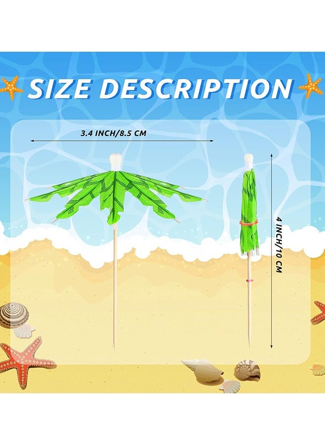 Organizer - 50PCS Cocktail Drink Umbrella Picks,Green Tropical Coconut Palm Tree Handmade Bamboo Cocktail Toothpicks Paper Umbrellas for Tropical Luau Hawaii Party - Image 1