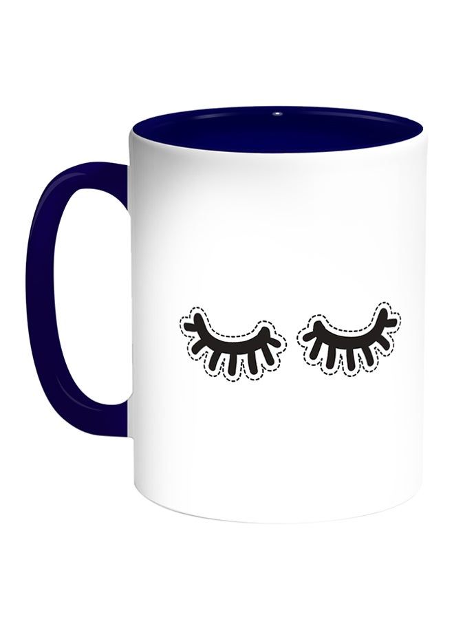 RKN Eyelashes Printed Coffee Mug White/Blue 11ounce - Image 1