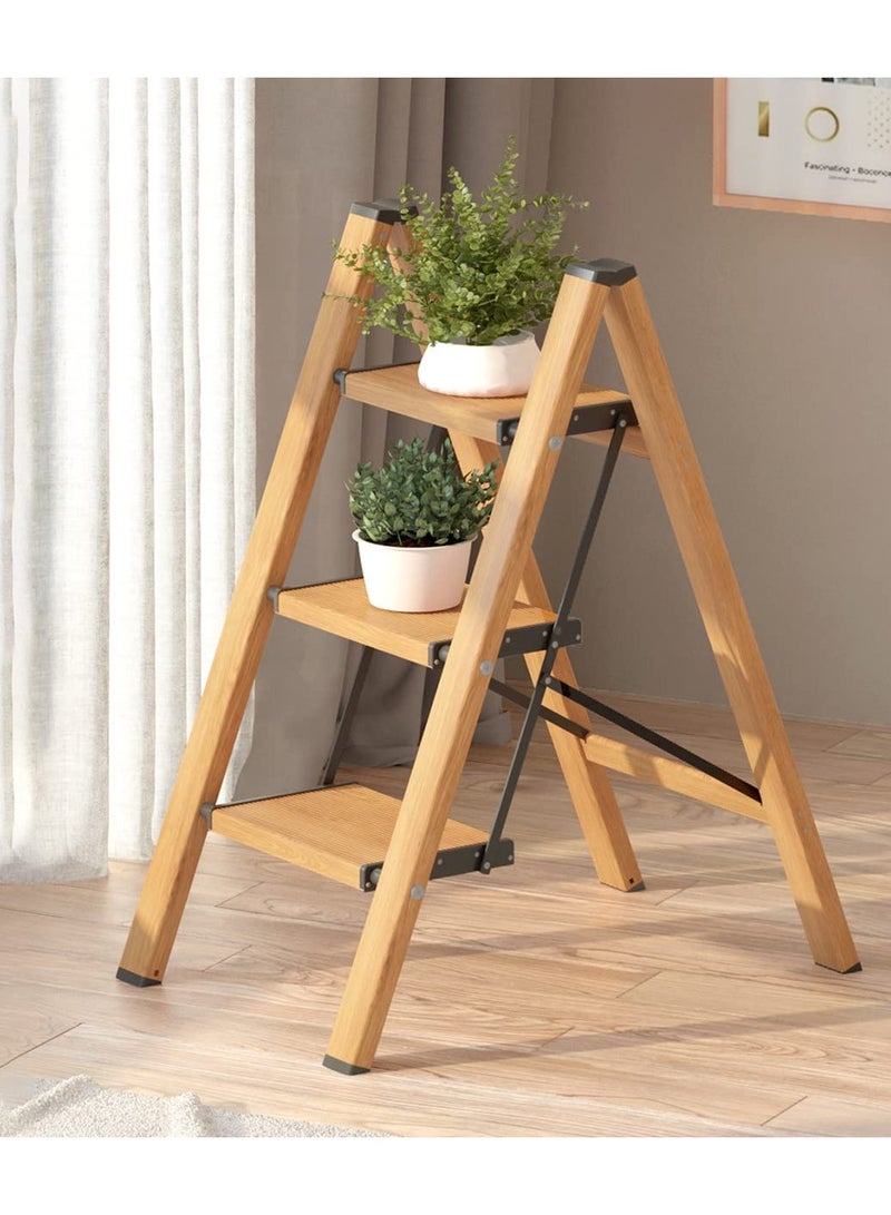 XICEN Foldable Ladder 3 Steps, Home Ladder Folding Step Stool with Wide Anti-Slip Pedal - Image 3