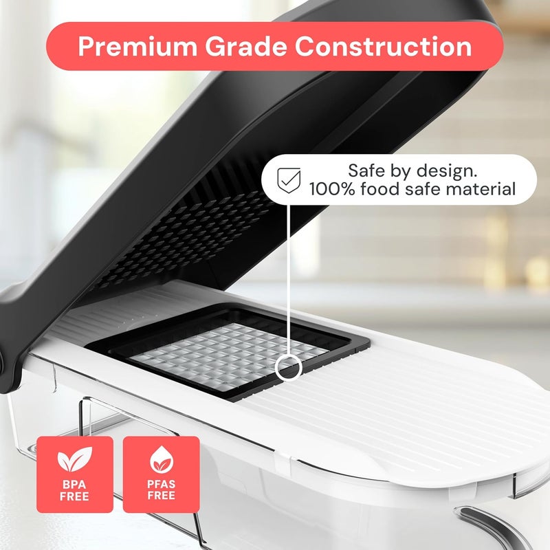 Fullstar Vegetable Chopper, Cheese Slicer, Food Chopper, Veggie Chopper, Onion Chopper, Vegetable Chopper with Container, Mandoline Slicer & Cheese Grater (6 in 1 - White) - Image 5