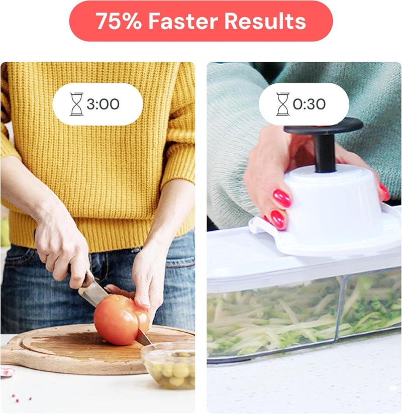 Fullstar Vegetable Chopper, Cheese Slicer, Food Chopper, Veggie Chopper, Onion Chopper, Vegetable Chopper with Container, Mandoline Slicer & Cheese Grater (6 in 1 - White) - Image 3