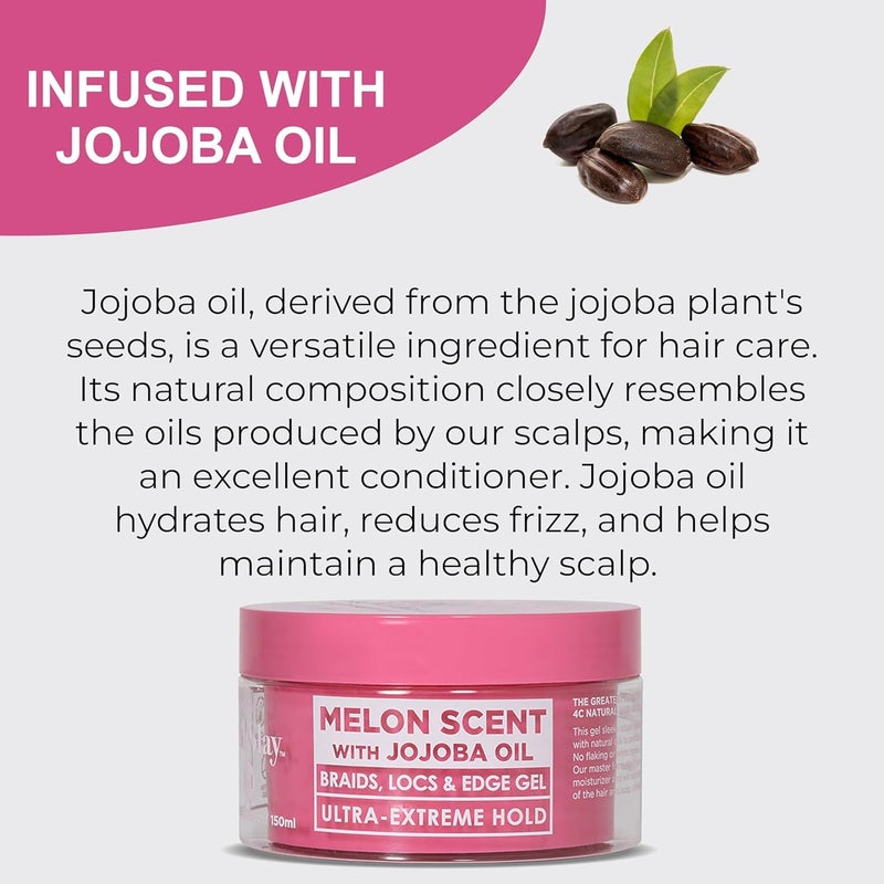 Esha Slick N Slay Braiding Gel: Ultra Hold & Hydrating Gel for Braids, Twists, Locs - Melon Infused, Fast Dry Formula - 5oz - Image 2