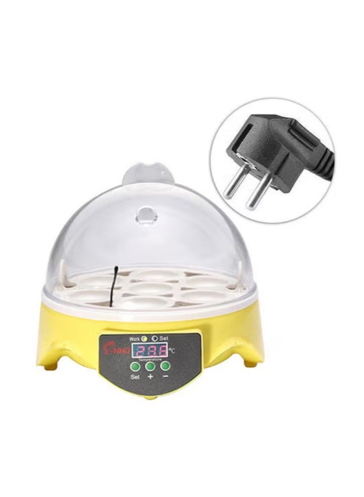 Loquat 7 Eggs Automatic Temperature Control Incubator Mini Digital Egg Incubator Hatcher Transparent Eggs Hatching Machine Yellow - Image 2