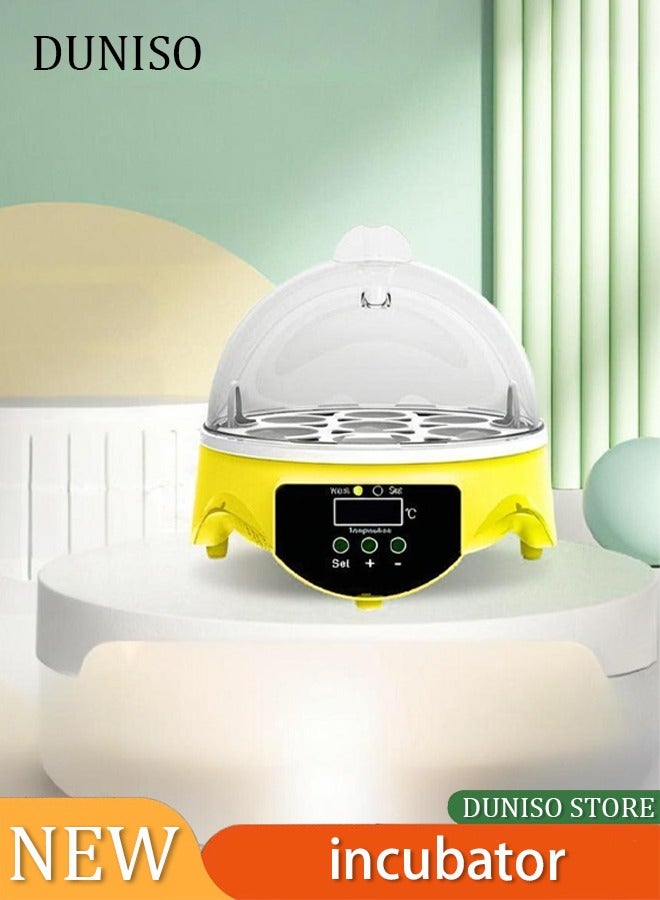 Loquat 7 Eggs Automatic Temperature Control Incubator Mini Digital Egg Incubator Hatcher Transparent Eggs Hatching Machine Yellow - Image 1