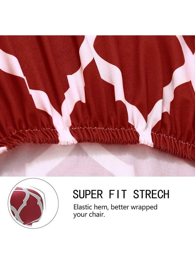 House of Quirk Elastic Stretch Removable Washable Polyester Short Dining Chair Cover (6 Cover, Maroon Diamond) - Image 5