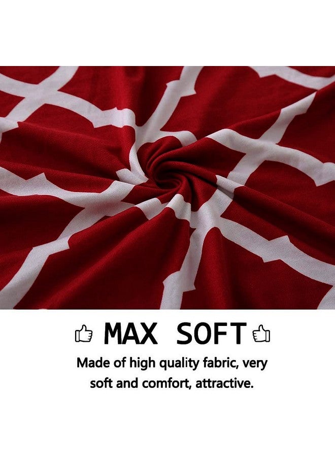 House of Quirk Elastic Stretch Removable Washable Polyester Short Dining Chair Cover (6 Cover, Maroon Diamond) - Image 4