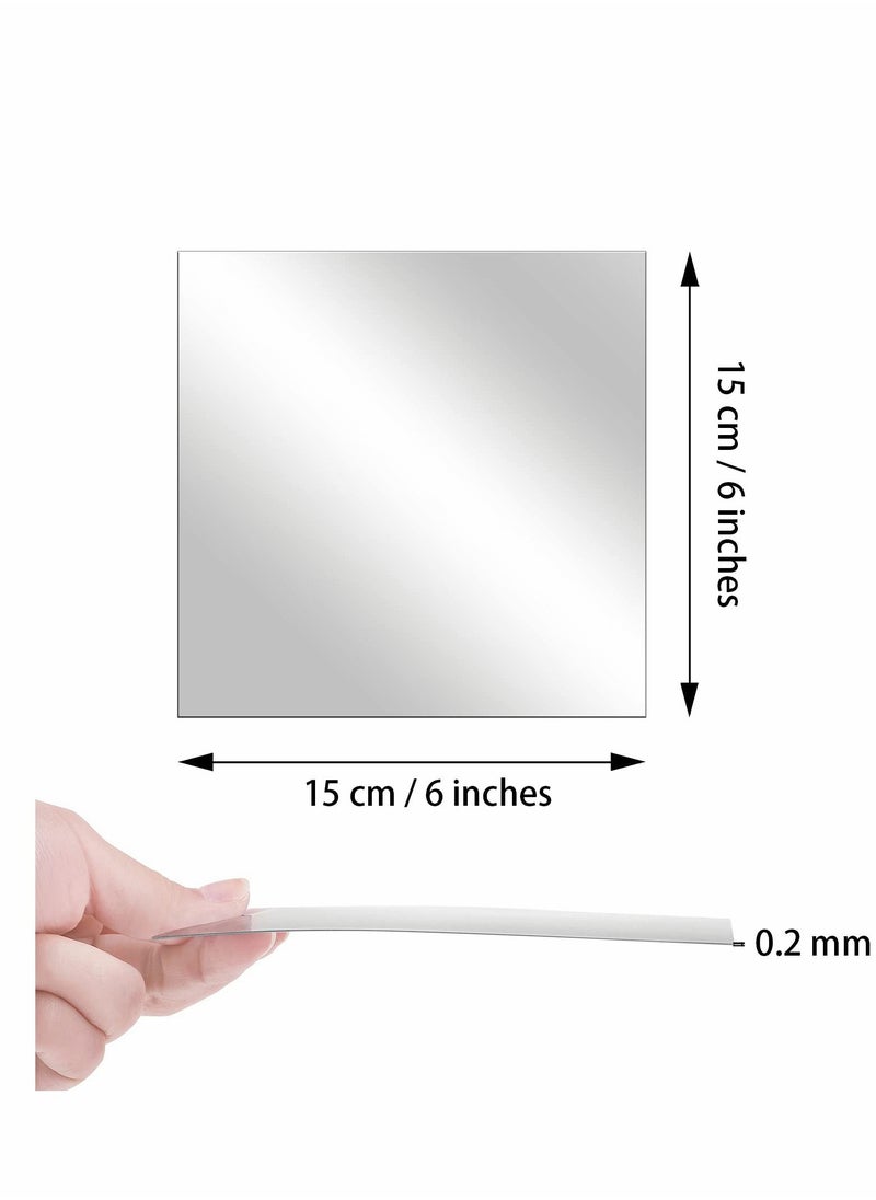 KASTWAVE - Wall Mirror Stickers Set 16 PCS Self Adhesive Plastic Flexible Square Decorative Mirrors Tile Silver Sticker for Glass Mirror DIY Home Art Room Decor Foil - Image 1