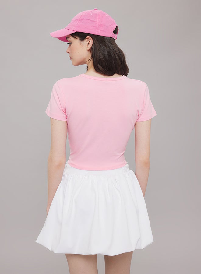 trendyol Pink Fitted Slogan Printed T-Shirt - Image 4