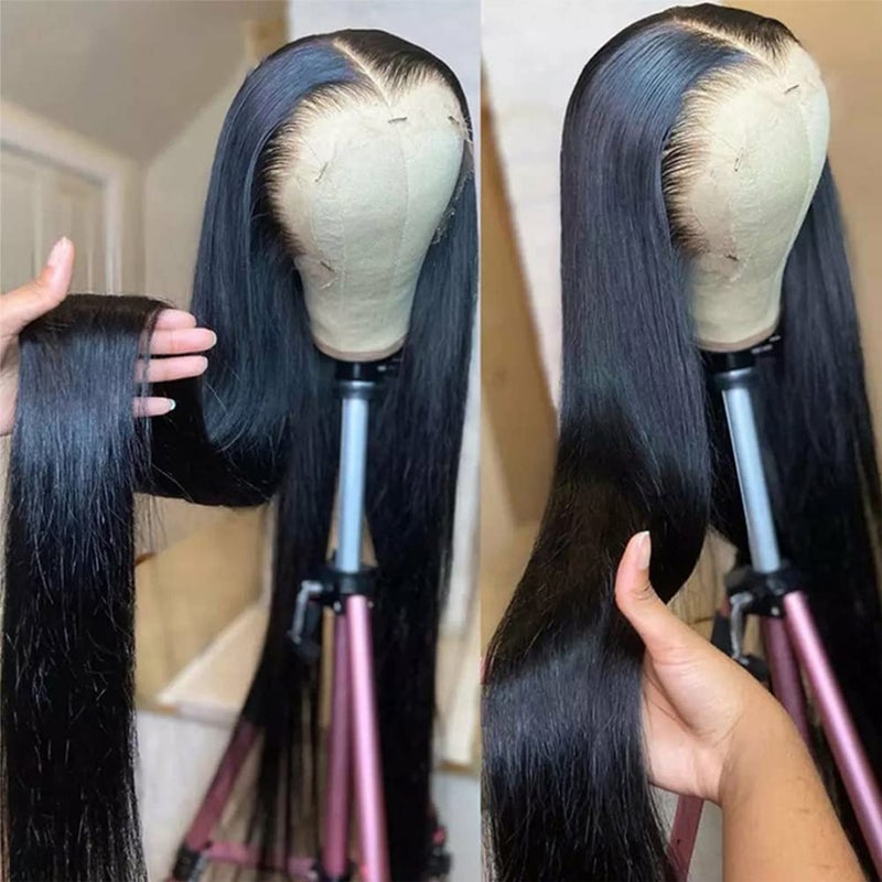 ANDRIA 13x4 Lace Front Wigs 200% Density Lace Front Wig Pre Plucked Glueless Wigs Straight Black Synthetic lace front wig 13x4 HD Lace Frontal Wigs natural Lace Closure Wigs for Black Women 26 Inch - Image 3