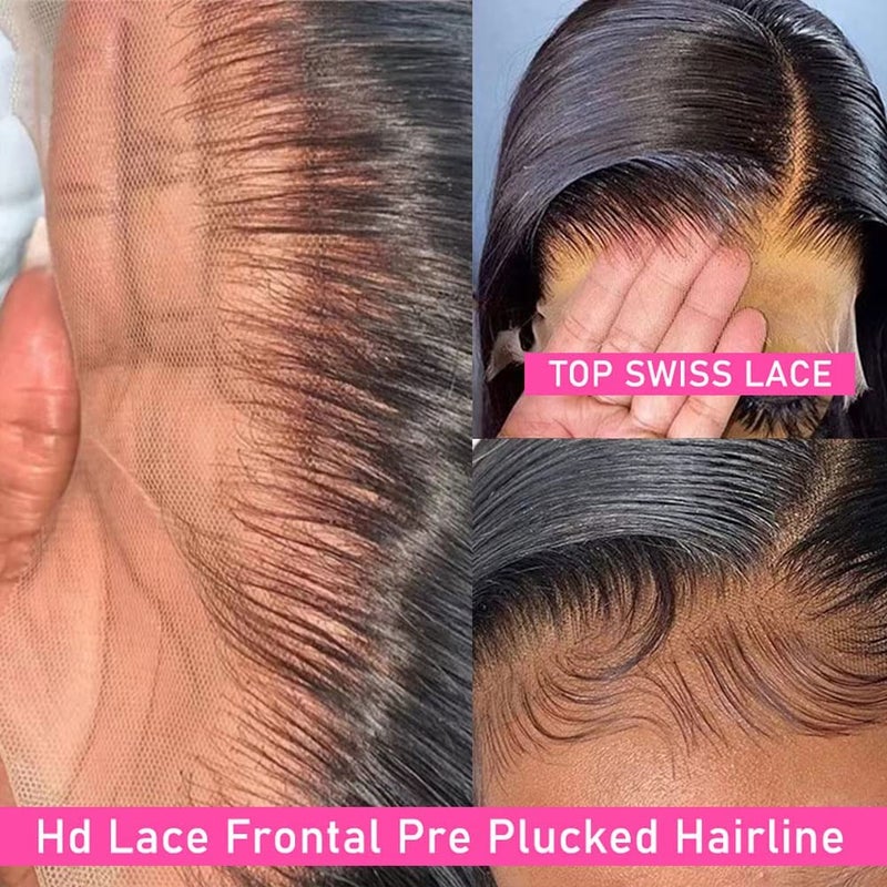 ANDRIA 13x4 Lace Front Wigs 200% Density Lace Front Wig Pre Plucked Glueless Wigs Straight Black Synthetic lace front wig 13x4 HD Lace Frontal Wigs natural Lace Closure Wigs for Black Women 26 Inch - Image 5