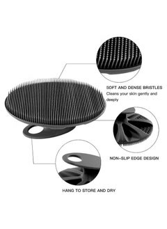 Generic 1 Pack Pure Silicone Food-Grade Body Brush Shower Cleansing Scrubber Gentle Exfoliating Glove Soft Bristles (Black)  - Image 2