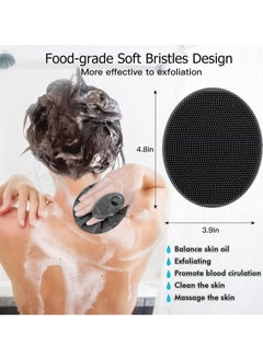 Generic 1 Pack Pure Silicone Food-Grade Body Brush Shower Cleansing Scrubber Gentle Exfoliating Glove Soft Bristles (Black)  - Image 3