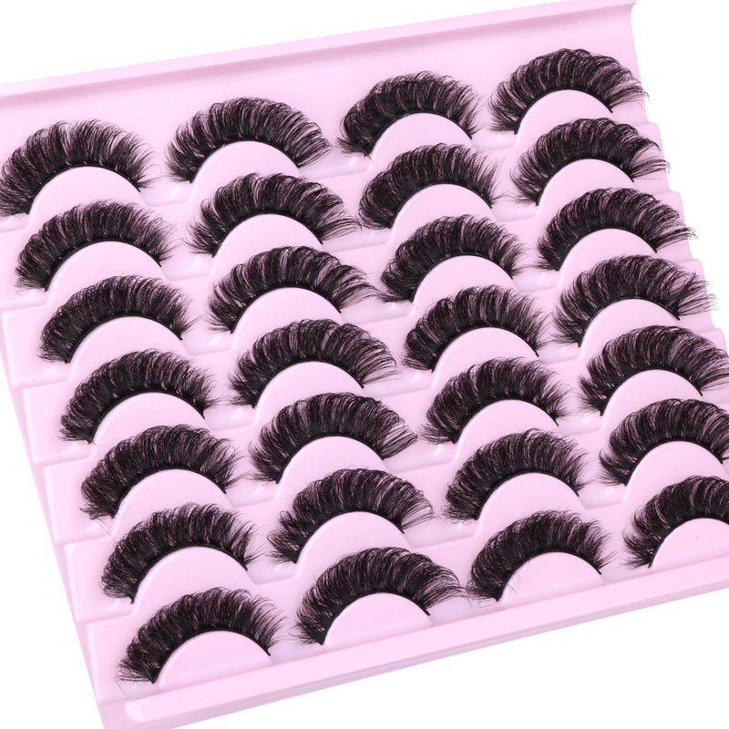 zanlufly False Eyelashes Volume Russian Strip Lashes D-Curly Fake Eyelashes Extension Wispy Cat Eye Lashes Handmade Soft Reusable 14 Pairs Lashes Pack - Image 4