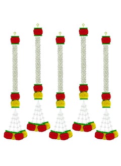 iHandikart iHandikart Jasmine Artificial Garland with Marigold Flowers Tuberose Diwali Decoration for Home Decor White Garland for Decoration Color Yellow Red Pack of 5 333075 