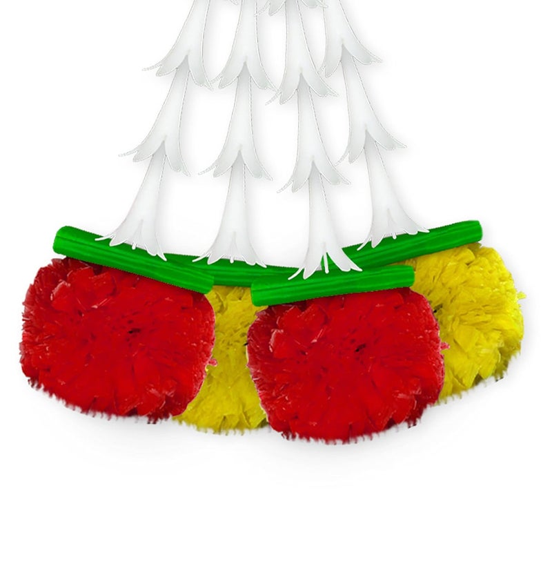 iHandikart iHandikart Jasmine Artificial Garland with Marigold Flowers Tuberose Diwali Decoration for Home Decor White Garland for Decoration Color Yellow Red Pack of 5 333075  - Image 5